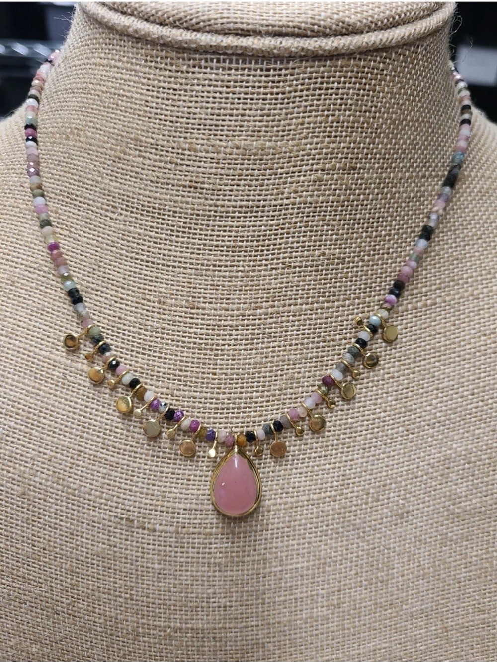 Anna Beck beaded rose quartz necklace